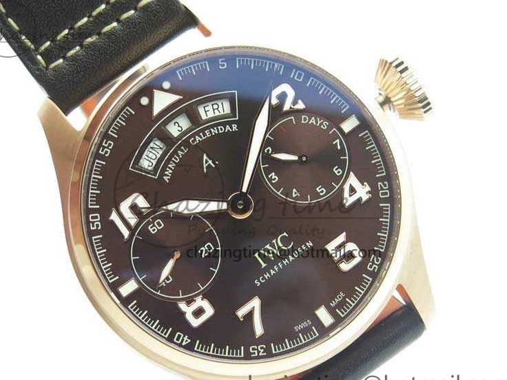 MIROTIME 1221 Popular Big Pilot Real PR IW502706 RG YLF 1:1 Best Edition Brown Dial On Calfskin Strap A 7223